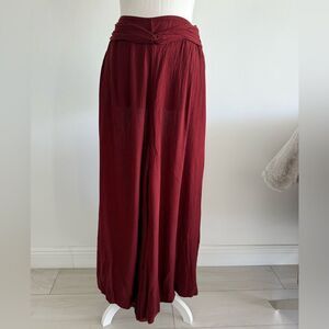 Flowy Burgundy Wide-Leg Pants